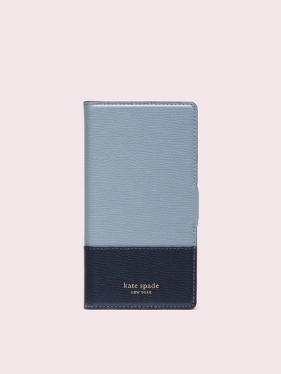 Shop Kate Spade Sylvia Iphone X & Xs Magnetic Wrap Folio Case In Horizon Blue