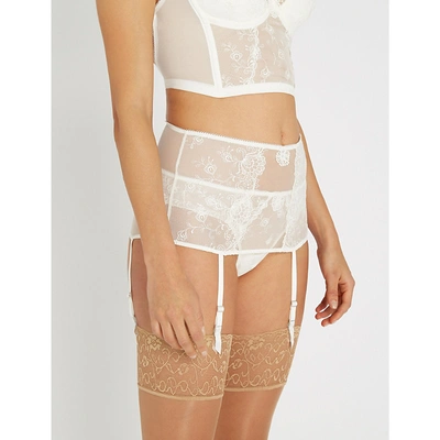 Shop Wacoal Opulence Lace Suspender Belt In White Jasmine