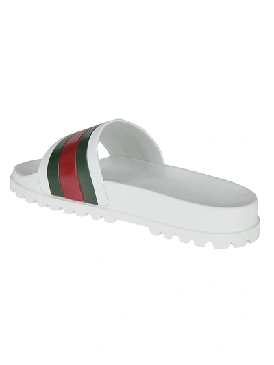 Shop Gucci Web Detail Sliders In White