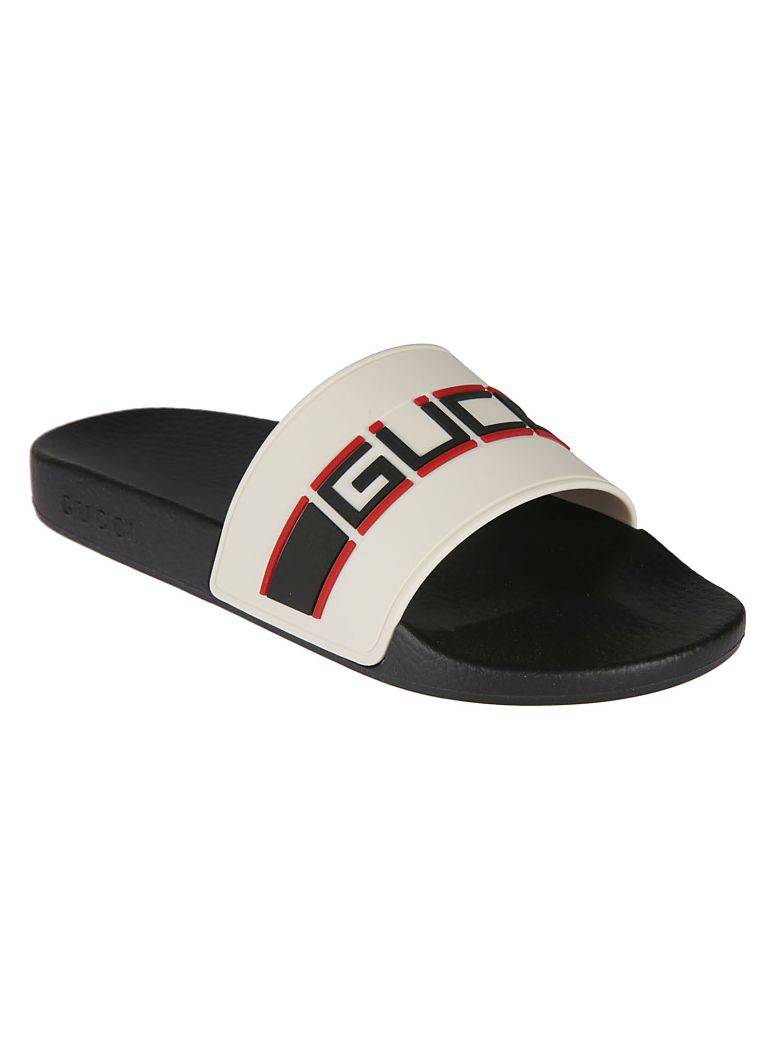 gucci white rubber slides