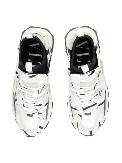 Shop Valentino Vltn Bounce Sneakers In Bianco Nero Grey|bianco