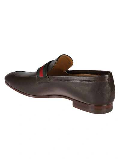 Shop Gucci Logo Plaque Loafers In Brown