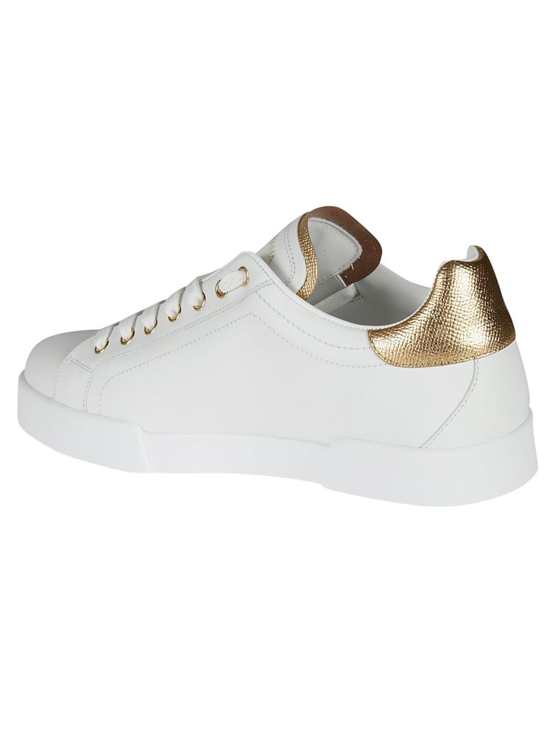 Dolce & Gabbana Calfskin Nappa Portofino Sneakers In 8b996 White/gold | ModeSens