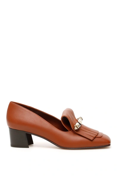 Shop Valentino Fringed Loafers In Bright Cognac (brown)