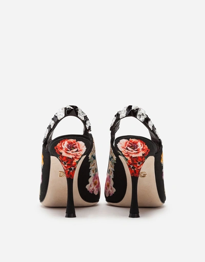 Shop Dolce & Gabbana Printed Charmeuse Slingbacks With Embroidery In Floral Print