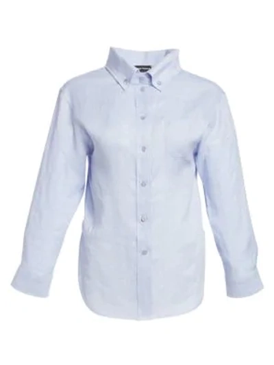 Shop Emporio Armani Linen Button-down Shirt In Rugiada