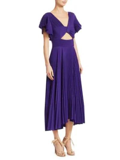 Shop A.l.c Sorrento Cutout Pleated Dress In Violet
