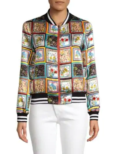 Shop Alice And Olivia Lonnie Reversible Bomber In Freesia Tile Multi