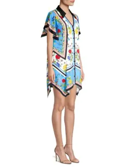 Shop Alice And Olivia Conner Floral Handkerchief Shirtdress In Scarf Print