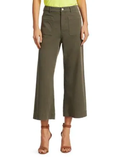 Shop A.l.c Fallon Stretch Cotton Cropped Wide-leg Trousers In Army