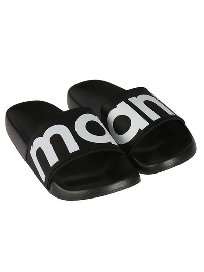 Shop Isabel Marant Printed Sliders In Black