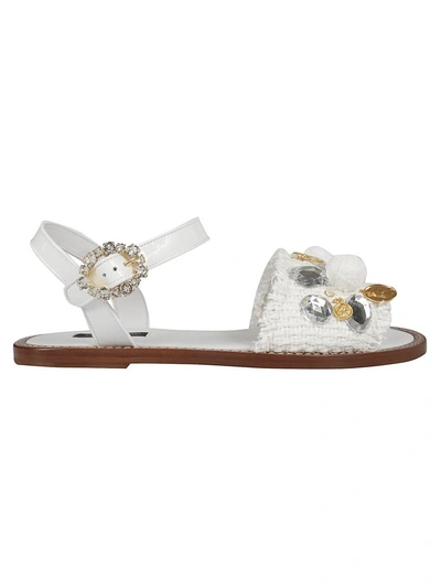 Shop Dolce & Gabbana Crystal-embellished Sandals In White