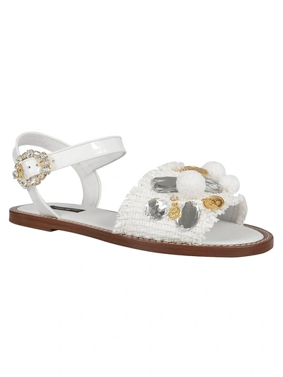 Shop Dolce & Gabbana Crystal-embellished Sandals In White