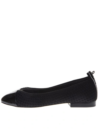 Shop Michael Michael Kors Black Vicky Logo Tape Knit Ballet Flat