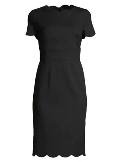 Shop Escada Demmia Scallop-trim Sheath Dress In Black