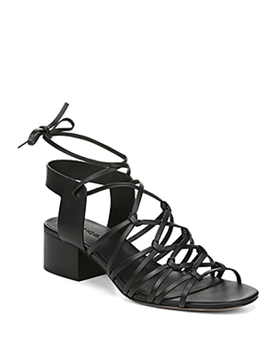 Shop Vince Women's Beaumont Leather Lace Up Block Heel Sandals In Black