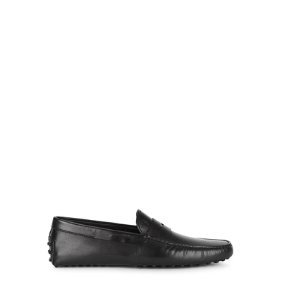 Shop Tod's Mocassino Black Leather Driving Shoes