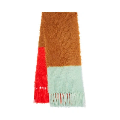 Shop Burberry Colour Block Chunky Knit Mohair Silk Scarf In Sand