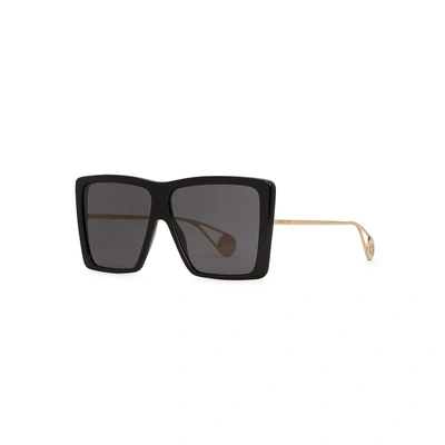 Shop Gucci Black Oversized Sunglasses