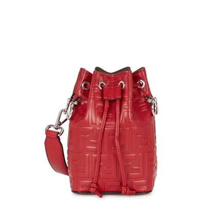 Shop Fendi Mon Tresor Red Leather Bucket Bag