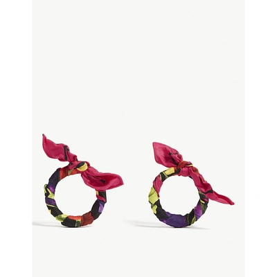 Shop Balenciaga Floral Silk Twill Hoop Earrings In Or Jaune Et Tulipes