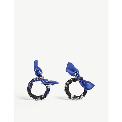 Shop Balenciaga Logo-printed Silk Twill Hoop Earrings In Or Jaune Et Losange