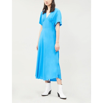 Samsoe & Samsoe Cindy Flared-skirt Crepe Dress In Blue Aster | ModeSens