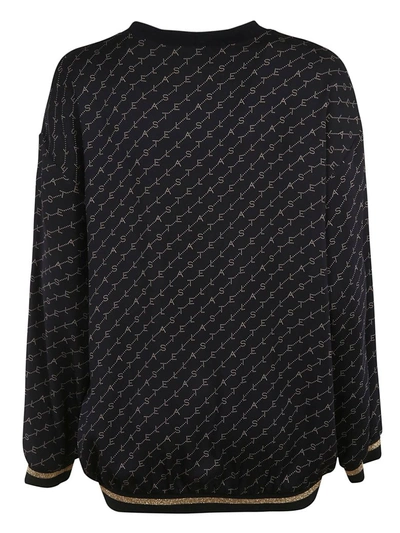 Shop Stella Mccartney Logo Print Sweater In Dark Blue