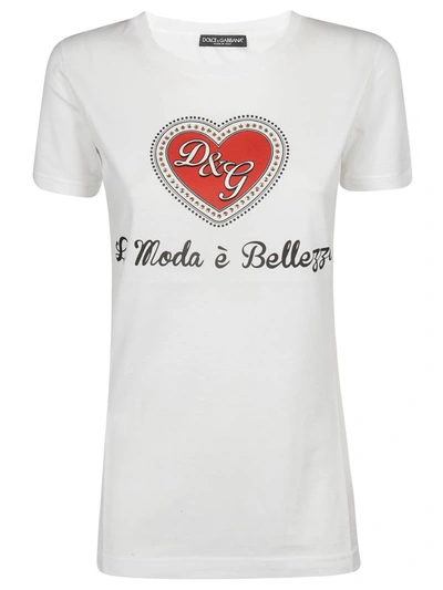 Shop Dolce & Gabbana Moda È Bellezza Print T-shirt In White