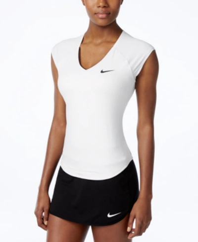 Shop Nike Court Pure Dri-fit Tennis Top In White/black