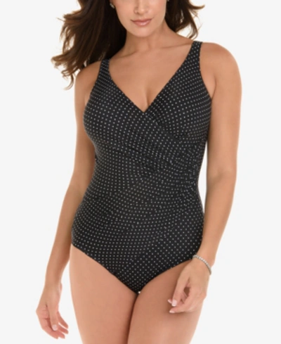 Shop Miraclesuit Pin- Point Oceanus Allover Slimming One Piece Women's Swimsuit In Black And White
