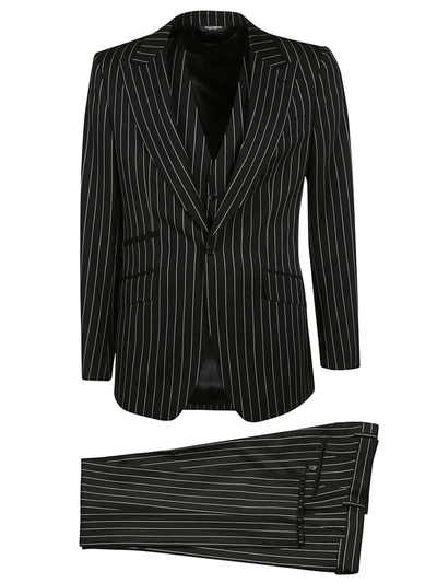 Shop Dolce & Gabbana Pinstripe Suit In Black