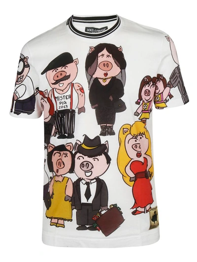 Shop Dolce & Gabbana Family Pig Print T-shirt In Basic