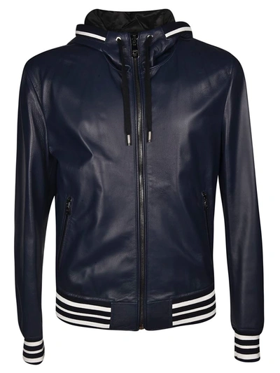 Shop Dolce & Gabbana Zipped Hooded Jacket In Blu