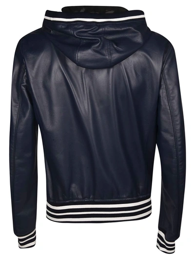 Shop Dolce & Gabbana Zipped Hooded Jacket In Blu