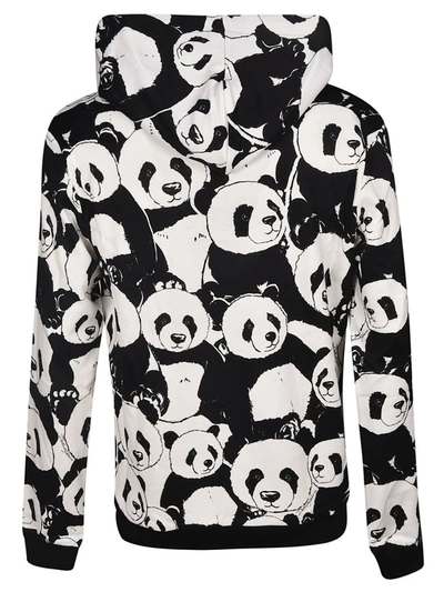 Shop Dolce & Gabbana Panda Print Hoodie In Bianco Nero
