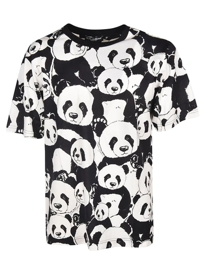 Shop Dolce & Gabbana Panda Print T-shirt In Bianco Nero