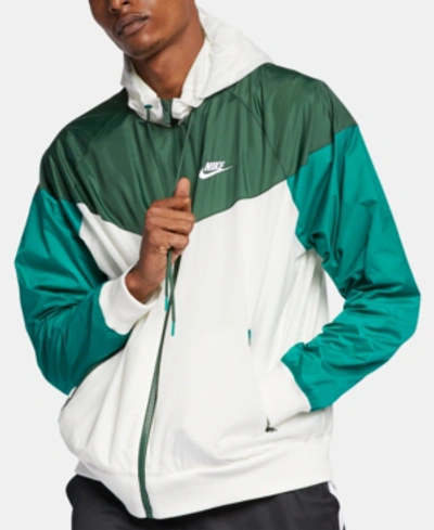 Shop Nike Men's Sportswear Windrunner Jacket In White/sail/green