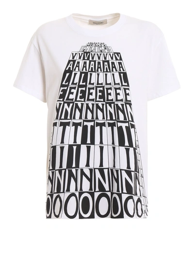 Shop Valentino Logo Printed T-shirt In Bo Bianco