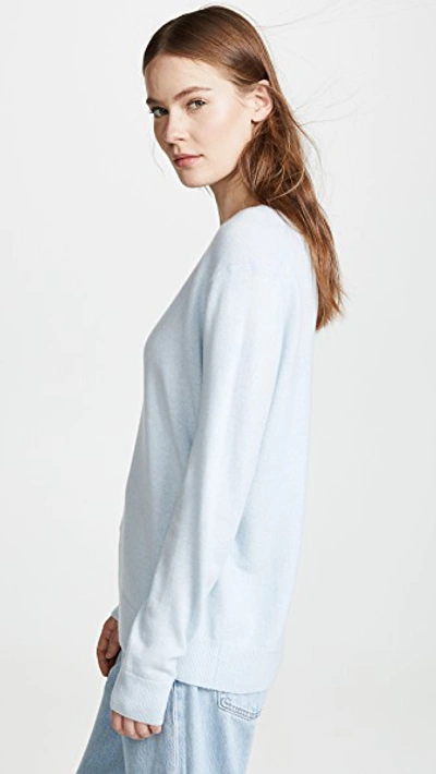 Shop Vince Weekend V Neck Cashmere Sweater In Glacier