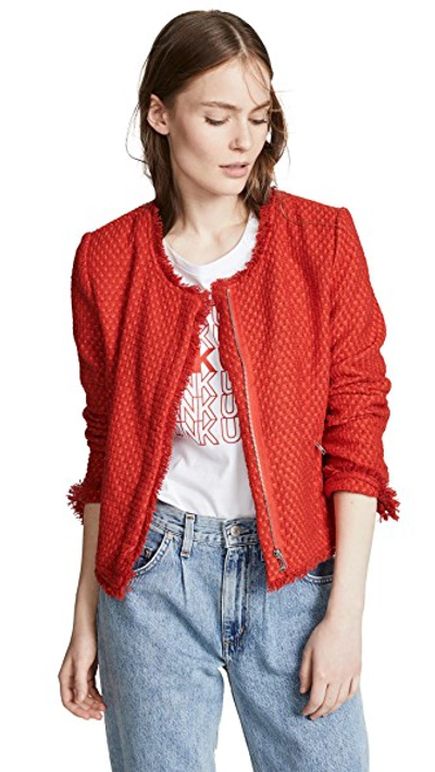 Shop Bb Dakota Feeling Fancy Tweed Jacket In Berry Red