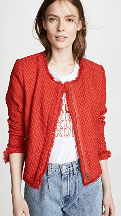 Shop Bb Dakota Feeling Fancy Tweed Jacket In Berry Red