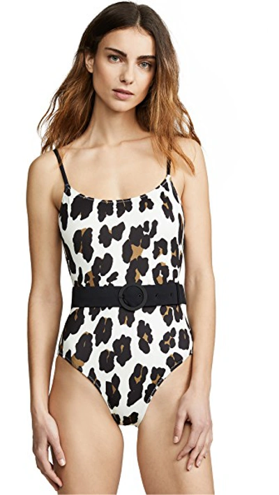 Shop Solid & Striped The Belted Nina One Piece Swimsuit In Leopard