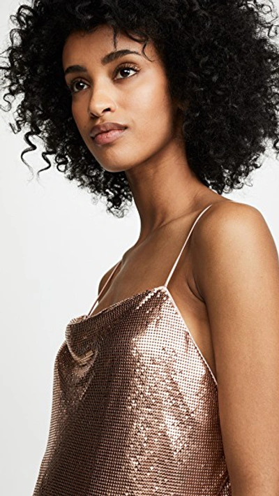 Shop Alice And Olivia Harmon Chainmail Drapey Slip Tank In Rose Gold