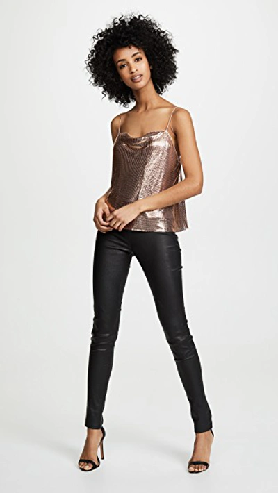 Shop Alice And Olivia Harmon Chainmail Drapey Slip Tank In Rose Gold