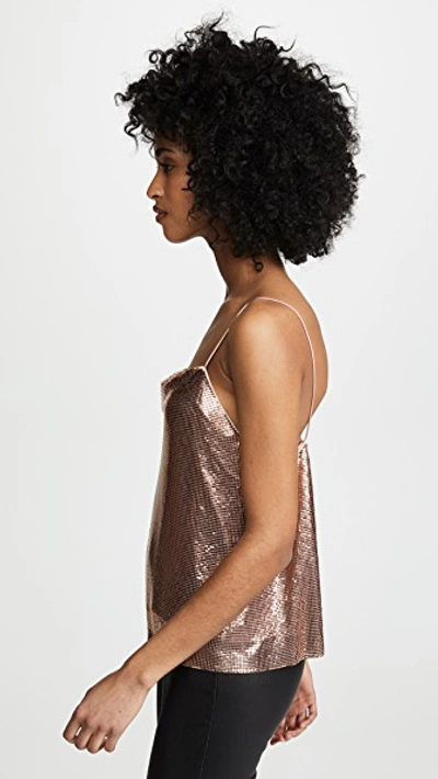 Shop Alice And Olivia Harmon Chainmail Drapey Slip Tank In Rose Gold