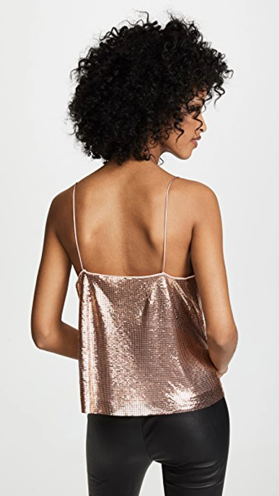 Shop Alice And Olivia Harmon Chainmail Drapey Slip Tank In Rose Gold