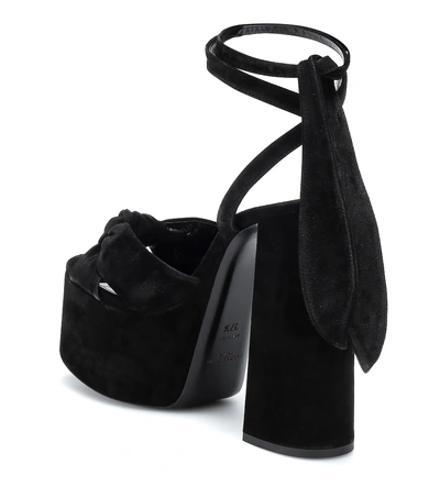 Shop Saint Laurent Paige Plateau Suede Sandals In Black
