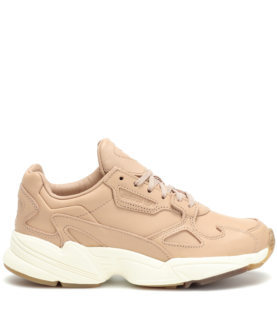 adidas originals premium leather falcon trainers in beige