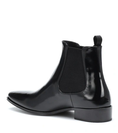 Shop Prada Leather Ankle Boots In Black